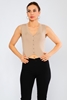 Yes Play Sleevless V Neck Casual Blouses Beige