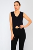 Yes Play Sleevless V Neck Casual Blouses lacivert