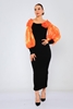 Lila Rose Maxi Long Sleeve Night Wear Dresses أسود - البرتقالي