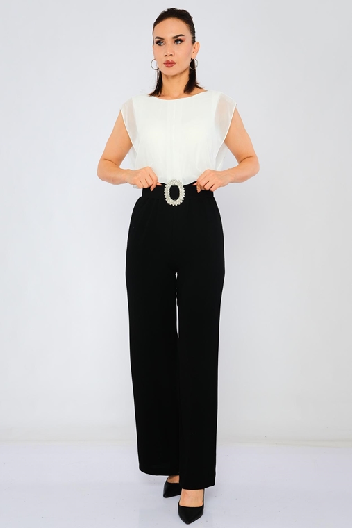 Rissing Star Casual Jumpsuits Black White Black-White