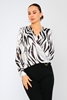 Zanzi Long Sleeve V Neck Casual Blouses 083SIYAH