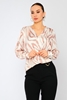 Zanzi Long Sleeve V Neck Casual Blouses 083PUDRA