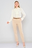 Mees High Waist Casual Trousers Beige