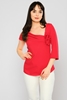 Airport Short Sleeve Crew Neck Casual Blouses Red