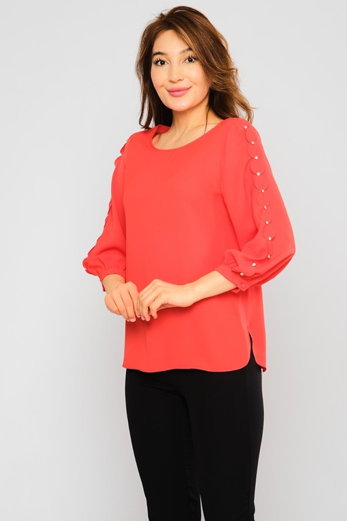 Green Country Three Quarter Sleeve Casual Blouses