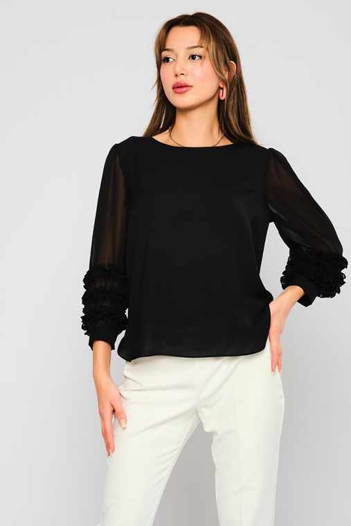 Green Country Long Sleeve Crew Neck Casual Blouses