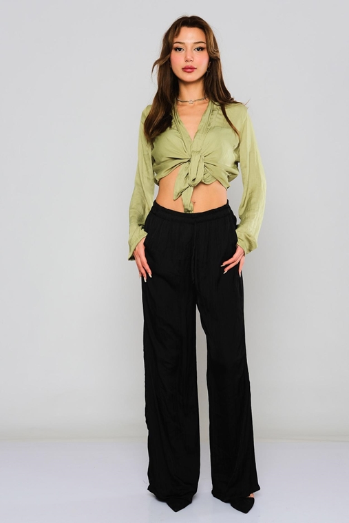 Zanzi С завышенной талией повседневная одежда Оптом женские брюки черный зеленый коричневый темно синий