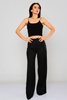 Excuse High Waist Casual Trousers أسود