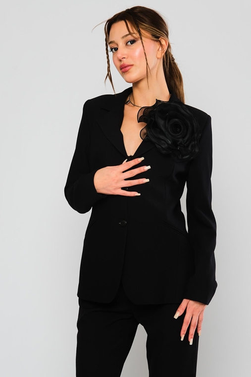 Fimore Günlük Giyim Ceket Siyah Fuşya Fıstık