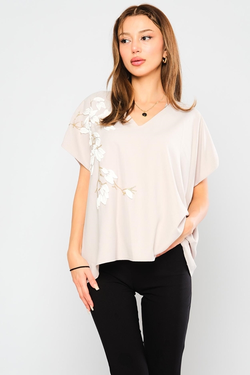 Mianotte Short Sleeve V Neck Casual Blouses