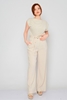 Show Up High Waist Casual Trousers Beige