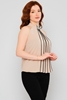 Green Country Sleevless Casual Blouses Beige