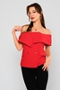 Miarte Boat Neck Casual Blouses أحمر