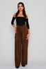 Show Up High Waist Casual Trousers Brown