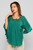 Lila Rose Three Quarter Sleeve Square Collar Casual Blouses Green