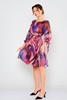 Biscuit Knee Lenght Three Quarter Sleeve Casual Dresses Fuchsia