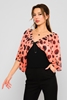 Lila Rose Three Quarter Sleeve V Neck Casual Blouses Coral