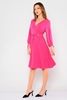Biscuit Knee Lenght Long Sleeve Casual Dresses Fuchsia