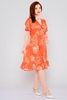 Biscuit Knee Lenght Short Sleeve Casual Dresses البرتقالي