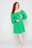 Lila Rose Knee Lenght Long Sleeve Casual Offshoulder Dresses Yeşil