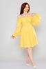Lila Rose Knee Lenght Long Sleeve Casual Offshoulder Dresses الأصفر