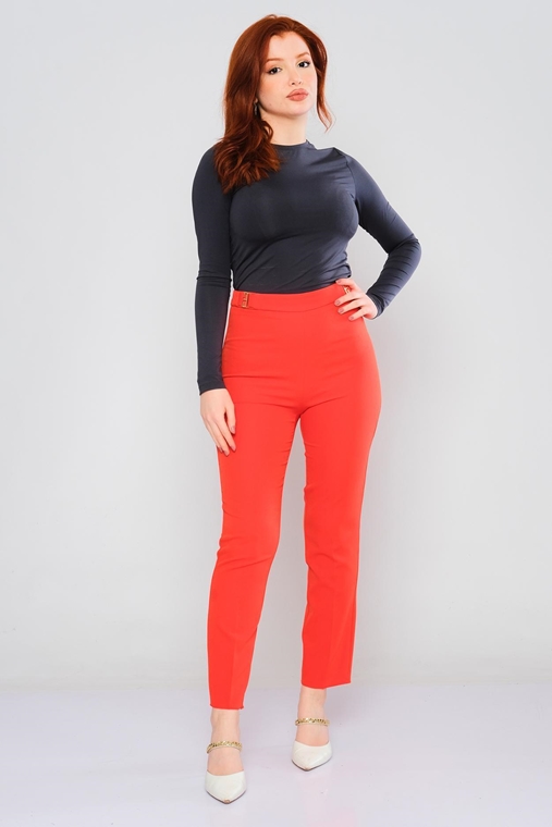 Explosion High Waist Casual Trousers Black Blue Pink Camel Fuchsia Ecru Coral Stone