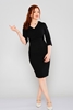 Explosion Knee Lenght Three Quarter Sleeve Casual Dresses Siyah