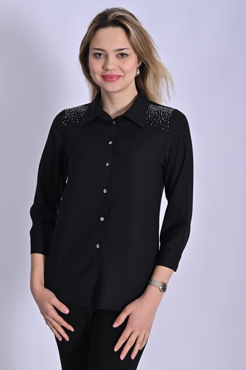 Unique Lady Günlük Giyim Bluz Siyah Sax