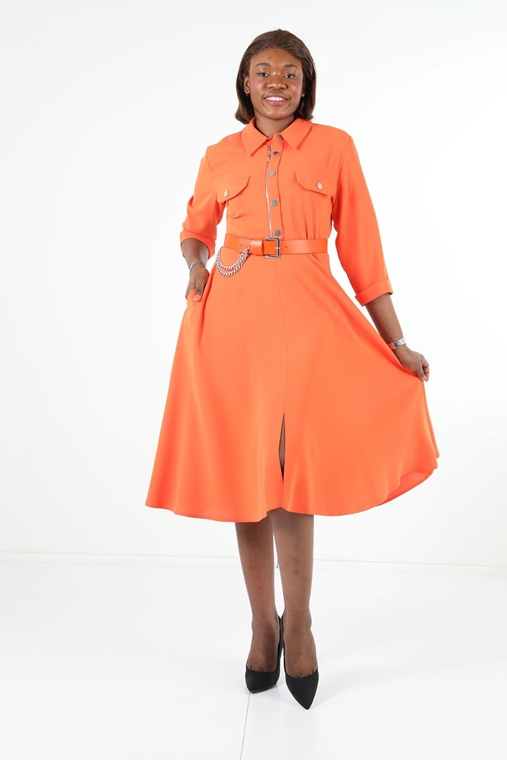 Cosmos ملابس غير رسمية فساتين مقاسات كبيرة البرتقالي اللون النيلي