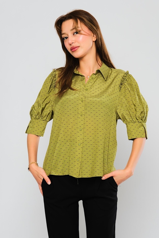 Mees Casual Blouses Green Yellow Cream