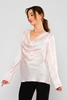 Explosion Long Sleeve Degaje Neck Casual Blouses Pink