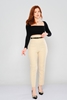 Excuse High Waist Casual Trousers Beige