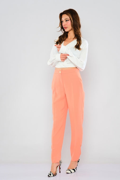 Explosion High Waist Casual Trousers Black White Fuchsia Mint Peach