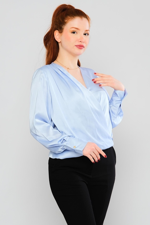 Zanzi Uzun Kol V Yaka Günlük Giyim Bluzlar