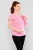 Airport Short Sleeve Crew Neck Casual Blouses Pembe