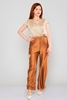 Bubble High Waist Casual Trousers Brown