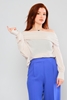 Explosion Long Sleeve Boat Neck Casual Blouses Бежевый