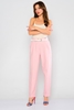 Mees High Waist Casual Trousers Pembe
