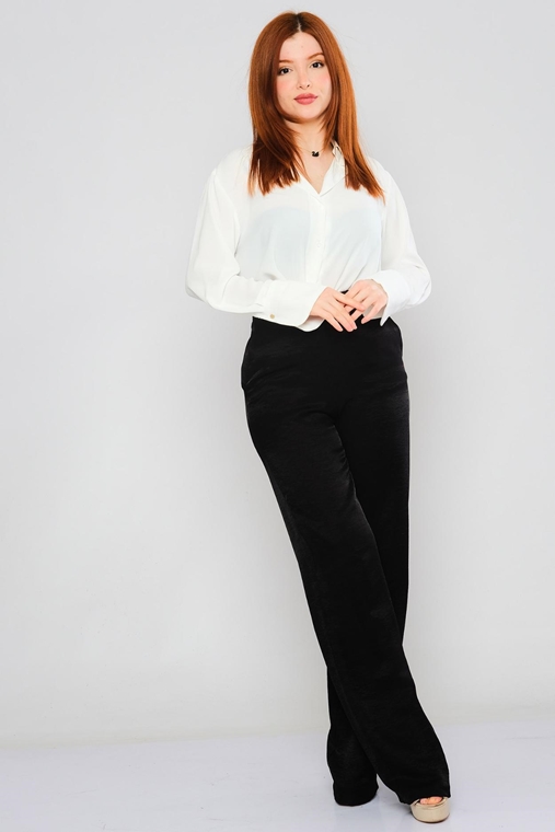 Excuse High Waist Casual Trousers Black Beige