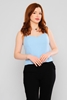 Airport Three Quarter Sleeve Crew Neck Casual Blouses Baby Blue