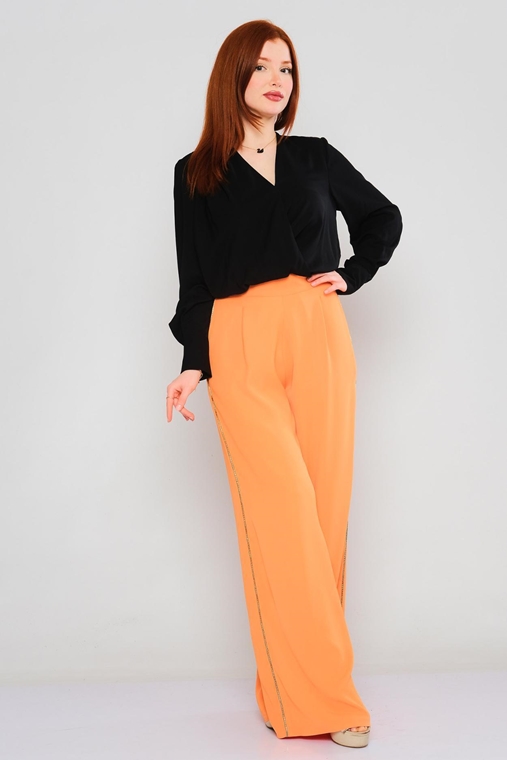 Ijo С завышенной талией повседневная одежда Оптом женские брюки черный оранжевый Цвет камня Светло-синий