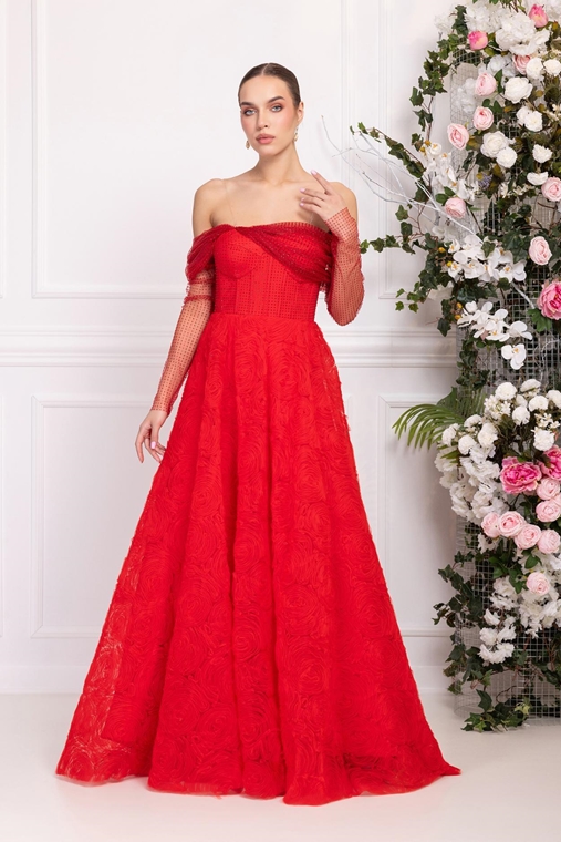 Odrella Night Wear Evening Dresses Red Fuchsia Mink Caramel Rose