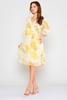 Biscuit Knee Lenght Three Quarter Sleeve Casual Dresses Yellow