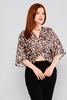 Lila Rose Long Sleeve Casual Blouses Leopard