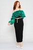 Lila Rose Maxi Long Sleeve Casual Dresses أسود - أخضر