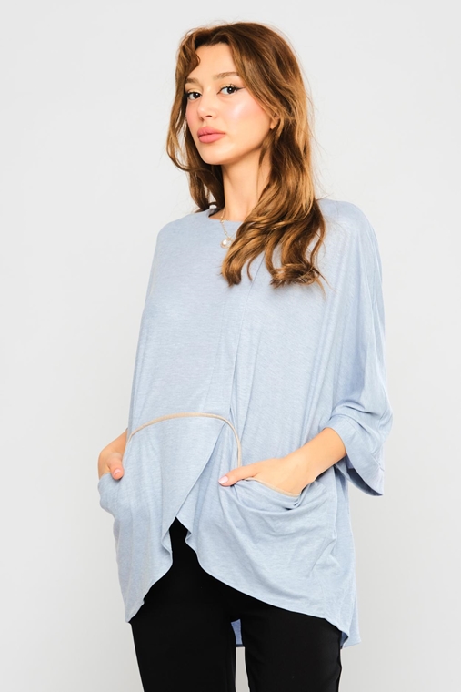 Zanzi Long Sleeve Casual Blouses Black Blue Grey Caramel