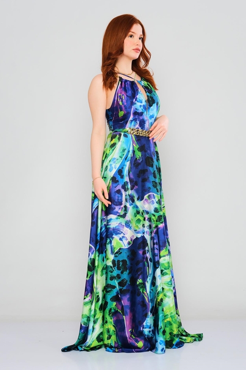 Explosion Maxi Sleevless Casual Dresses Green Lilac Sax