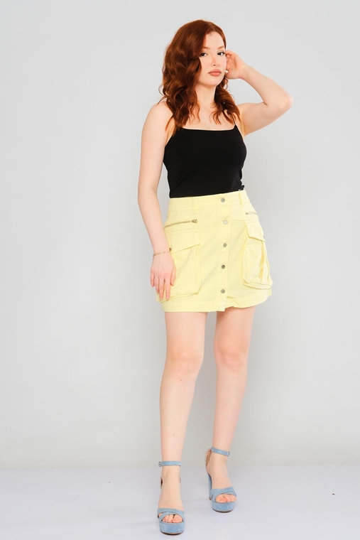 Wo-man Casual Skirt Yellow Pink Beige Mint
