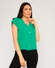 Selen Short Sleeve V Neck Casual Shirts أخضر