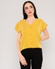 Selen Short Sleeve V Neck Casual Shirts الأصفر